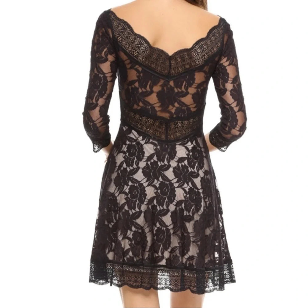❤️ Free People ‘Lacey Affair’ Black Lace Overlay Dress